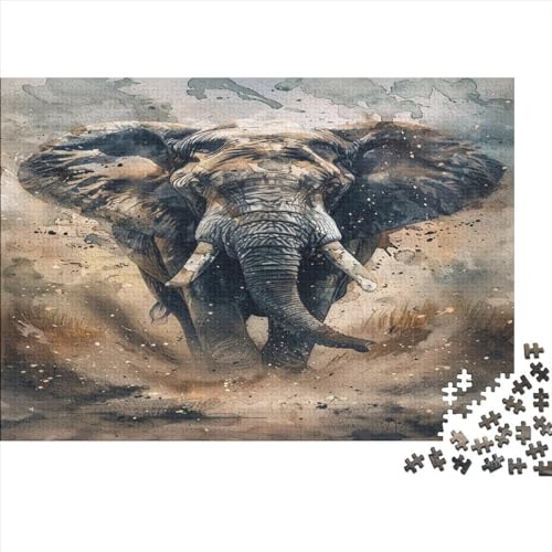 Elefant 300 Teile Puzzles, Panorama, Premium Quality, Für Erwachsene Holz Jahren Puzzle 300pcs (40x28cm) von BLISSCOZY