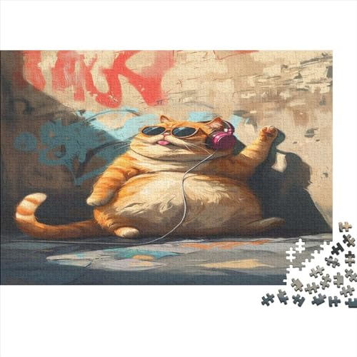 Fat Katze Holz Puzzles 300 Teile Rätsel, Erwachsenen Puzzle,herausforderndes Geschicklichkeitsspiel Für Die Ganze 300pcs (40x28cm) von BLISSCOZY