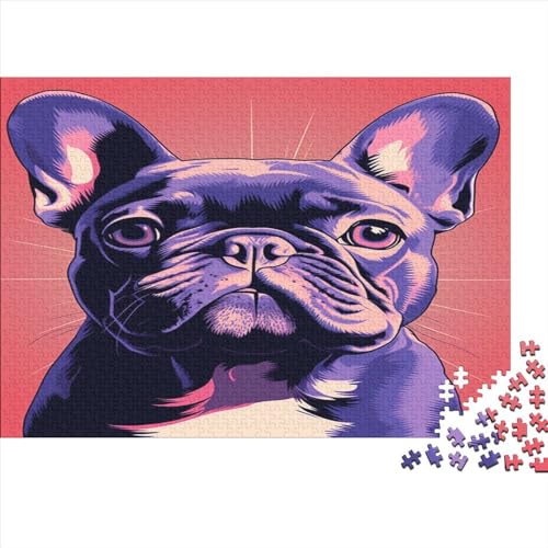 Französische Stierdogge Holz Puzzles Cute Puppy 1000 Teile Rätsel, Erwachsenen Puzzle,herausforderndes Geschicklichkeitsspiel Für Die Ganze 1000pcs (75x50cm) von BLISSCOZY