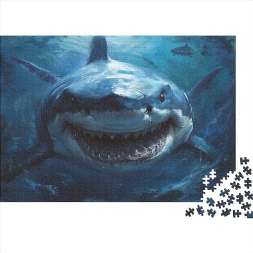 Horror Realistische Haie Holz Puzzles 300 Teile Rätsel, Erwachsenen Puzzle,herausforderndes Geschicklichkeitsspiel Für Die Ganze 300pcs (40x28cm) von BLISSCOZY