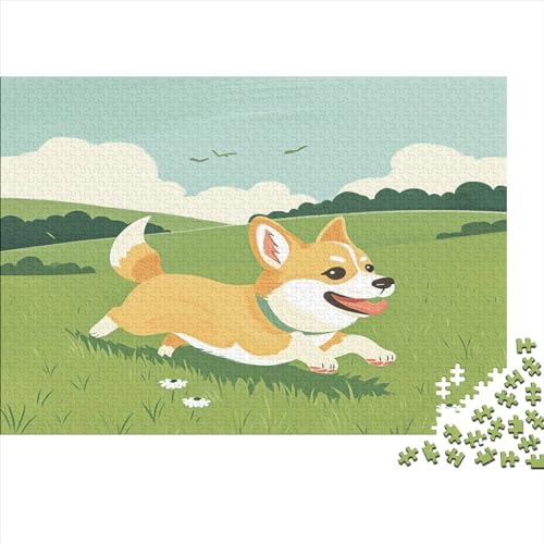 Hund Running in Green Field 1000 TeileHolz Puzzle, Puzzles Für Erwachsene,1000 Teile Rätsel Für Jugendliche & Erwachsene 1000pcs (75x50cm) von BLISSCOZY