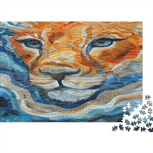 Leopard Puzzle Erwachsene Silk Art Holz Puzzles 500 Teile Rätsel Große Herausforderndes Geschicklichkeitsspiel Für Die Ganze 500pcs (52x38cm) von BLISSCOZY