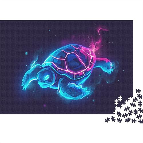 Neon-Schildkröte 1000 TeileHolz Puzzle, Puzzles Für Erwachsene,1000 Teile Rätsel Für Jugendliche & Erwachsene 1000pcs (75x50cm) von BLISSCOZY