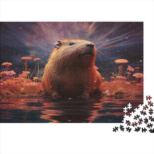 Niedliches Capybara 1000 Teile Puzzles, Panorama, Premium Quality, Für Erwachsene Holz Jahren Puzzle 1000pcs (75x50cm) von BLISSCOZY