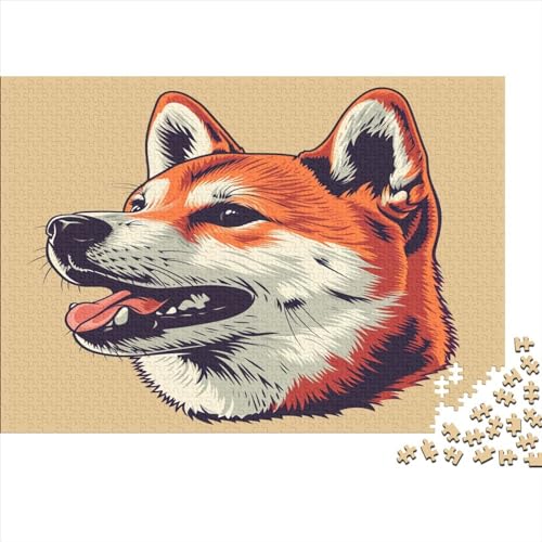 Shiba Hund Head Holz Puzzles 1000 Teile Rätsel, Erwachsenen Puzzle,herausforderndes Geschicklichkeitsspiel Für Die Ganze 1000pcs (75x50cm) von BLISSCOZY