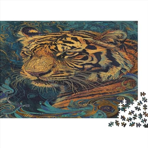 Tiger Holz Puzzles 500 Teile Rätsel, Erwachsenen Puzzle,herausforderndes Geschicklichkeitsspiel Für Die Ganze 500pcs (52x38cm) von BLISSCOZY