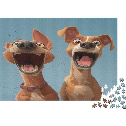 Two Funny Hunds Puzzle Erwachsene Holz Puzzles 300 Teile Rätsel Große Herausforderndes Geschicklichkeitsspiel Für Die Ganze 300pcs (40x28cm) von BLISSCOZY