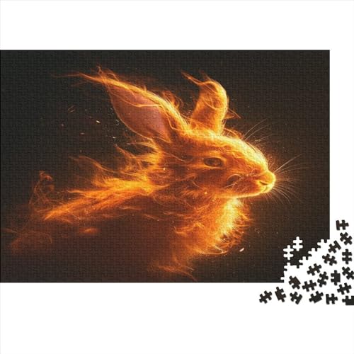 Verrücktes flammendes Kaninchen Holz Puzzles 300 Teile Rätsel, Erwachsenen Puzzle,herausforderndes Geschicklichkeitsspiel Für Die Ganze 300pcs (40x28cm) von BLISSCOZY