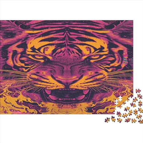 Wütender Tiger Holz Puzzles 1000 Teile Rätsel, Erwachsenen Puzzle,herausforderndes Geschicklichkeitsspiel Für Die Ganze 1000pcs (75x50cm) von BLISSCOZY