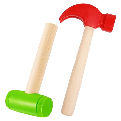 BLMHTWO 2 Stück Kinder Hammer，Holzhammer Plastikspielzeughammer Kinder Simulation HäMmer Wartungstools Simulierter Kleiner Hammer für Reparaturen Bausteine Baugruppen von BLMHTWO