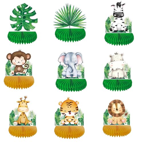 BLMHTWO 9 Stück Tischdeko Safari, Tischdeko Dschungel Grüne Waben Dschungel Geburtstag Dekoration für Geburtstage, Themenpartys, Dschungelpartys BLMHTWO 9 Stück Tischdeko Safari, Tischdeko Dschungel Grüne Waben Dschungel Geburtstag Dekoration für Geburtstage, Themenpartys, Dschungelpartys von BLMHTWO