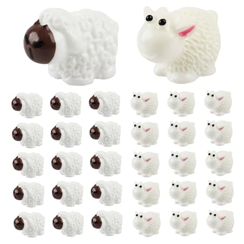 BLMHTWO Mini-Schaf-Figuren, weißes Schaf, kleines Tierspielzeug für Landschaft, Puppenhaus, Basteln, Heimdekoration, Kuchendekoration, Gartendekoration, 30 Stück BLMHTWO Mini-Schaf-Figuren, weißes Schaf, kleines Tierspielzeug für Landschaft, Puppenhaus, Basteln, Heimdekoration, Kuchendekoration, Gartendekoration, 30 Stück von BLMHTWO
