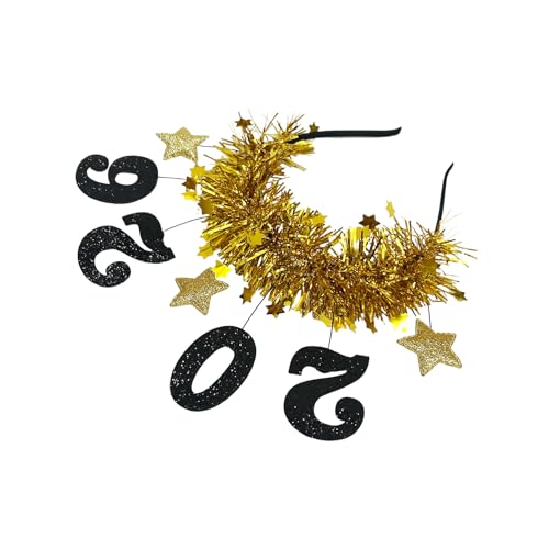 BLNGET 2026 Glitzer-Neujahrs-Stirnband mit Stern-Lametta-Dekor, Kopfbedeckung für Damen, Herren, Kinder, Urlaub, Party, Feier, Zubehör BLNGET 2026 Glitzer-Neujahrs-Stirnband mit Stern-Lametta-Dekor, Kopfbedeckung für Damen, Herren, Kinder, Urlaub, Party, Feier, Zubehör von BLNGET