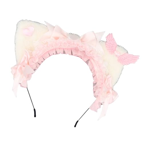 BLNGET Kätzchen-Stirnbänder, Cosplay, Schleifen, Flügel, Katzen, Ohren, Haarbänder, dunkle Kopfbedeckung, Make-up, Waschen, Gesicht, Haarbänder, Geburtstagsparty von BLNGET