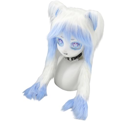 BLNGET Realistischer Tierkopf für Halloween-Rollenspiel-Kostüm mit weichen Kunstpelzen und belüftetem Design für Anime-Events von BLNGET