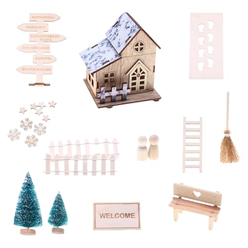 Modern LED Wooden Christmas Doll House Assembly Kits with Miniature Furniture & Safe Lighting for Kids Room Decor Kids Toy Doll House Set von BLNGET