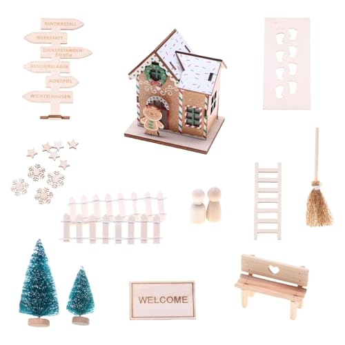 Modern LED Wooden Christmas Doll House Assembly Kits with Miniature Furniture & Safe Lighting for Kids Room Decor Kids Toy Doll House Set von BLNGET