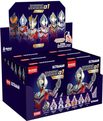 Ultraman Blindkasten-Set mit leuchtendem Action-Figur-Design (6 Teile/Set) - Offiziell lizenzierte Blokees mit 16 Gelenken, Rollenspiel-Spielzeug für Kinder ab 3 Jahren von BLOKEES
