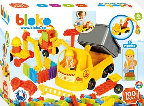 BLOKO - 100er Set Bauwagen - Ab 12 Monaten Konstruktionsspielzeug 1. Alter - 503693 von BLOKO