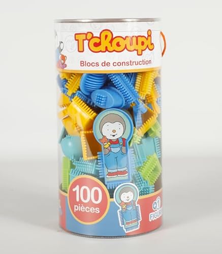 BLOKO - Tube mit 100 Blöcken mit Einer T'Choupi-Figur – Spielzeug für Kinder ab 1 Jahr Bauspiel für 1. Alter – 503726 von BLOKO