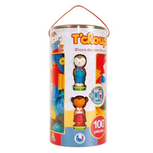 BLOKO | Bausteine mit T'choupi und Lalou Figuren inklusive | 100 Teile | Kreatives Lernset für Kinder | ab 12 Monaten | Geschenkidee | Made in Europe | 503740 von BLOKO