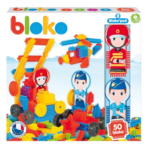 BLOKO 503540 Rettungsdienst, Polizist, Feuerwehrmann 50er-Set 2 Figuren Rettung, Multicolor von BLOKO