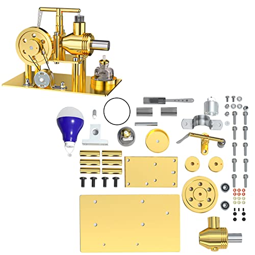 BLOKZ Stirling Motor Kit, Balance Heißluftmotor Modell, mit Birne und Metallbasis, MOC Heizung Maschine Modell Set, Physik Experiment Lehre Spielzeug von BLOKZ