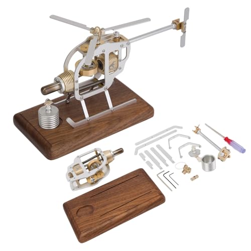 BLOKZ Stirling Motor Modell Kit, Metall Heißluftmotor Funktionale Mechanische Hubschrauber Motor, Mini Dampfenergie Externe Verbrennungsmotor Modell, STEM Spielzeug Geschenk von BLOKZ