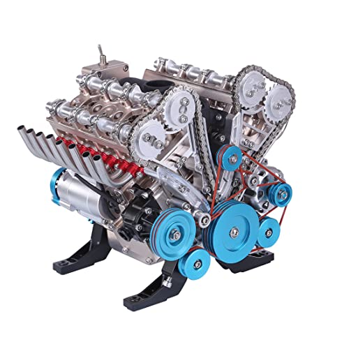 BLOKZ TECHING Metall V8 Motor Kit, 1:3 V8 Mechanische Motor Elektromotor Modell Bausatz, Physik Wissenschaft Experimente Spielzeug für Kinder und Erwachsene (500+ Stücke) von BLOKZ