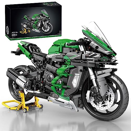 BLOKZ Technik Motorrad Bausteine Set, 1/5 Racing Motorrad MOC Mini Bricks Kit, Superbike BAU Spielzeug, kreative Home Deco Geschenke für Kinder und Erwachsene (2088+PCS) von BLOKZ