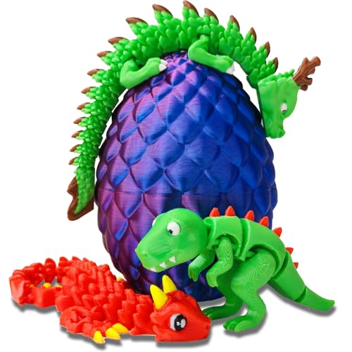3D Druck Drachenei mit Drache und Dinosaurier,3D Printed Dragons and Dinosaur Figuren,3D Drachen Ei Spielzeug ab 6 Jahre Jungen Kinder Geburtstag (Blau) von BLOOOK