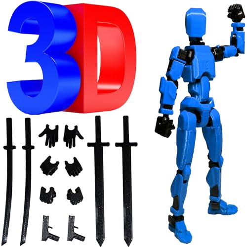 BLOOOK 13 Types Action Figure,T13 Action Figure Spielzeug,3D Printed Multi-Jointed Movable,Home Desk Decor Ornament,Gamer Gadget Geschenk für Zocker Männer Herren,Adults Fidget Toys (Blau) von BLOOOK