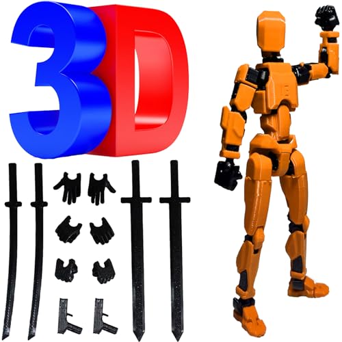 BLOOOK 13 Types Action Figure,T13 Action Figure Spielzeug,3D Printed Multi-Jointed Movable,Home Desk Decor Ornament,Gamer Gadget Geschenk für Zocker Männer Herren,Adults Fidget Toys (Orange) von BLOOOK