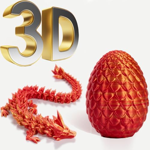 BLOOOK 3D Printed Dragon Egg,Dracheneier Drachenei Drachen Spielzeug,Osterdeko,Ostern Deko,Ostereier zum Befüllen,Easter Eggs Decoration for Filling,ostergeschenke Kinder (Rot) von BLOOOK