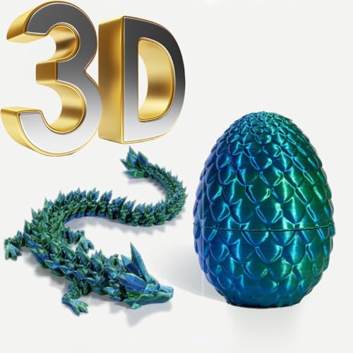BLOOOK 3D Printed Dragon Egg,Dracheneier Drachenei Drachen Spielzeug,Osterdeko,Ostern Deko,Ostereier zum Befüllen,Easter Eggs Decoration for Filling,ostergeschenke Kinder (Dunkelgrün) von BLOOOK