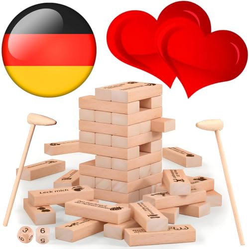 BLOOOK Stapelspiel,Paar Spiele für Paare,Paarspiele,Wackelturm Holz,Stapelspiele,Partner Spiele für Erwachsene, Frauen,Männer,Partner Geschenke von BLOOOK