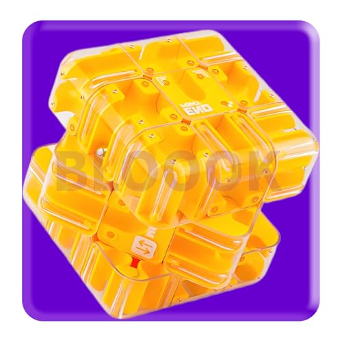 Large Labyrinth 3D Puzzle Maze Cube,Rotierender Fingerwürfel Intelligenz Spiele,Infinite Cube Zauberwürfel 3x3,Smart Games IQ Puzzle Spiele,Denkspiele Knobelspiele für Kinder ab 8 (Gelb) von BLOOOK