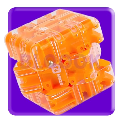 Large Labyrinth 3D Puzzle Maze Cube,Rotierender Fingerwürfel Intelligenz Spiele,Infinite Cube Zauberwürfel 3x3,Smart Games IQ Puzzle Spiele,Denkspiele Knobelspiele für Kinder ab 8 (Orange) von BLOOOK