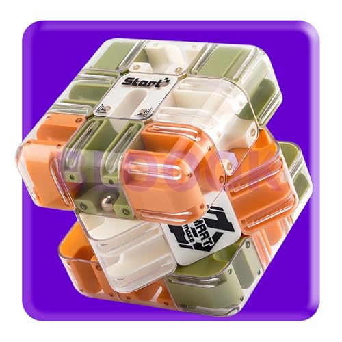 Large Labyrinth 3D Puzzle Maze Cube,Rotierender Fingerwürfel Intelligenz Spiele,Infinite Cube Zauberwürfel 3x3,Smart Games IQ Puzzle Spiele,Denkspiele Knobelspiele für Kinder ab 8 (Orange Grün) von BLOOOK