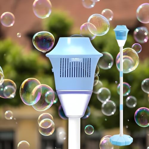 Seifenblasenmaschinen Blasenmaschine mit Licht,Seifenblasenmaschine Ballon Säule Ständer Kit,Boden Bubble Maker,Seifenblasenpistole Seifenblasen,Bubble Machine,Bubbel Maschiene (Blau) von BLOOOK
