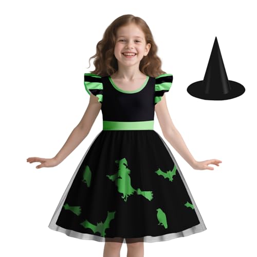 BLSORUGH Mädchen Prinzessin Tüll Kleid Kinder Mädchen Flattern Kurze Ärmel Kind Party Schule Outfit Schwarz S von BLSORUGH