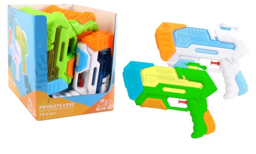 BLUE SKY - 12er-Pack Wasserpistolen - Outdoor-Spiel - 044618PA - Zufällige Farbe - Kunststoff - 22 cm - Kinderspielzeug - Strandspiel - Pool - Bewässern - Garten - Sommer - 3 Jahre von BLUE SKY