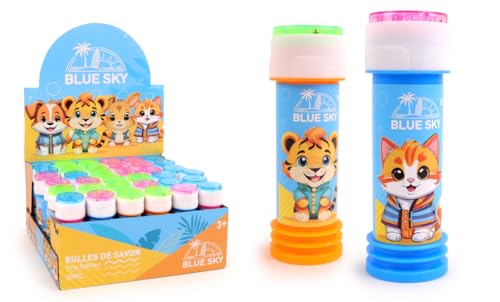 BLUE SKY - 36er Pack Tierblasen - Seifenblasen - 60 ml - 042894PA - Mehrfarbig - Kunststoff - Kinderspielzeug - Outdoor-Spiel - Geburtstag - Babygeschenk - Ab 3 Jahren von BLUE SKY