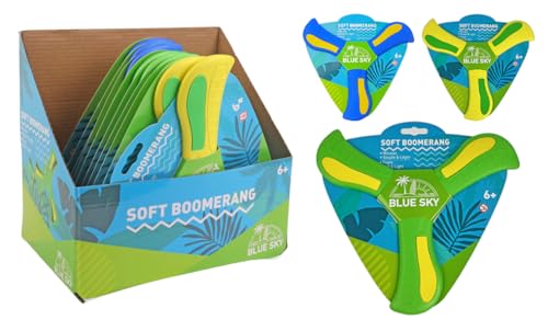 BLUE SKY - Bumerang - Outdoor-Spiel - 047705 - Zufällige Farbe - Schaumstoff - 23 cm - Spielzeug für Kinder und Erwachsene - Weich - Leicht - Innen - Außen - Wurfspiel - Indoor - Ab 6 Jahren BLUE SKY - Bumerang - Outdoor-Spiel - 047705 - Zufällige Farbe - Schaumstoff - 23 cm - Spielzeug für Kinder und Erwachsene - Weich - Leicht - Innen - Außen - Wurfspiel - Indoor - Ab 6 Jahren von BLUE SKY