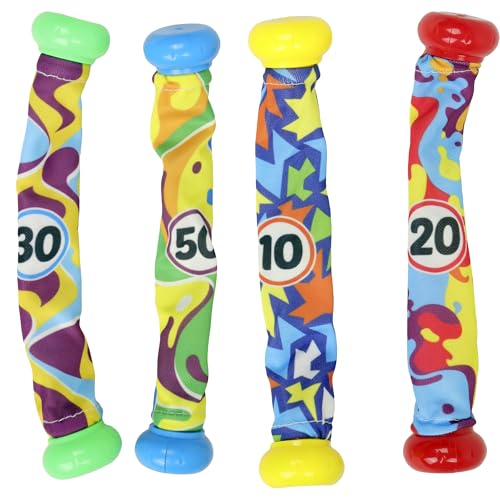 BLUE SKY - Set mit 4 beschwerten Stäben - Tauchspiel - 048410 - Kunststoff - Schwimmen Lernen - Eintauchen - Kinderspielzeug - Poolspiel - Ab 6 Jahren von BLUE SKY