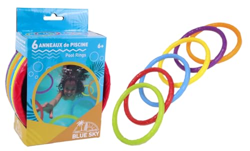 BLUE SKY - Set mit 6 beschwerten Ringen - Tauchspiel - 048412 - Kunststoff - Schwimmen Lernen - Eintauchen - Kinderspielzeug - Poolspiel - Ab 6 Jahren von BLUE SKY