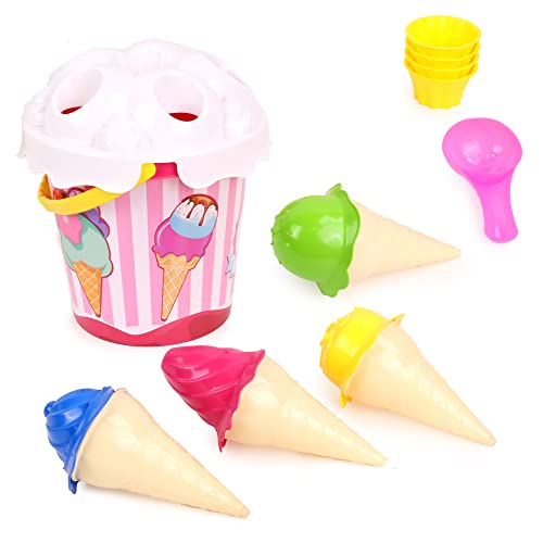 BLUE SKY - Strandset EIS - Strandspiel - 045880 - Weiß - 10 Stück - Kunststoff - Kinderspielzeug - Outdoor-Spiel - Sand - 17 cm - Ab 18 Monaten von BLUE SKY