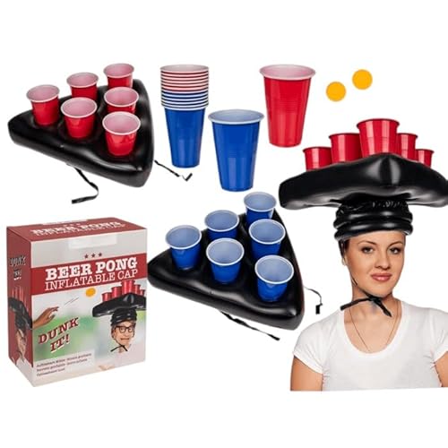 BLUECHOLON Aufblasbares Beer Pong Spiel, Trinkspiel, ideal für Partys und Junggesellenabschiede, Hat Pong. von BLUECHOLON