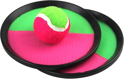 BLUECHOLON Catch Ball Set mit 2 Schlägern und Ball, 18,5 cm Scheiben und 6,5 cm Klebekugel, Sportspiel für Strand und Outdoor von BLUECHOLON