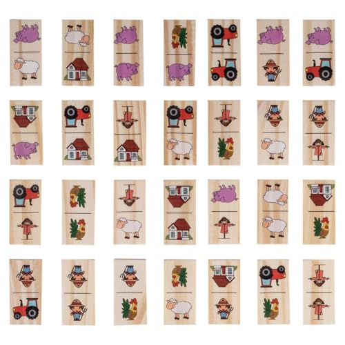 BLUECHOLON Domino aus Holz für Kinder, Bauernhof mit Tieren und Traktoren, 14,5 x 5 x 3 cm, Lernspiel BLUECHOLON Domino aus Holz für Kinder, Bauernhof mit Tieren und Traktoren, 14,5 x 5 x 3 cm, Lernspiel von BLUECHOLON